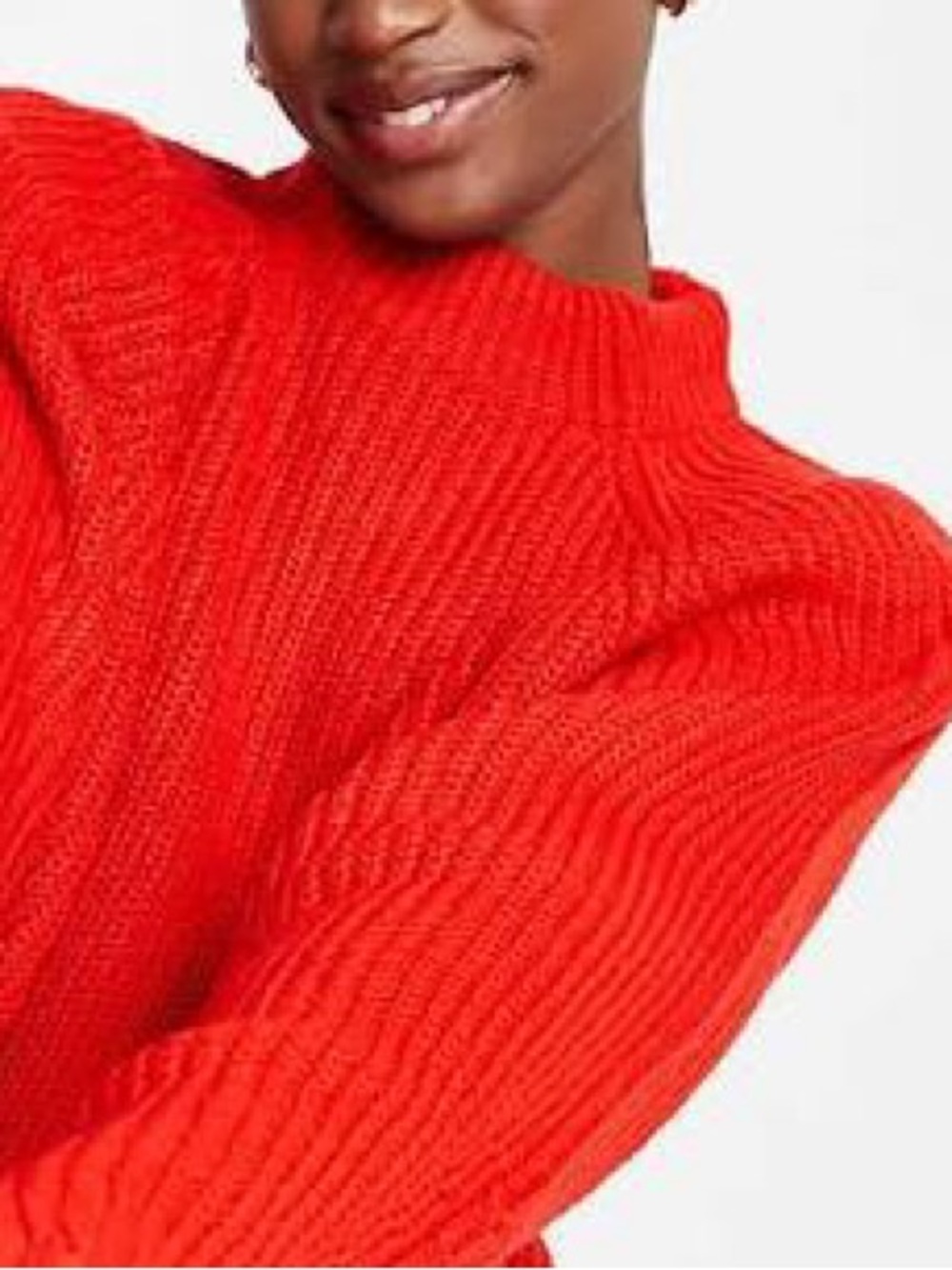 H&M Ribbed Turtleneck Sweater - Bright Red